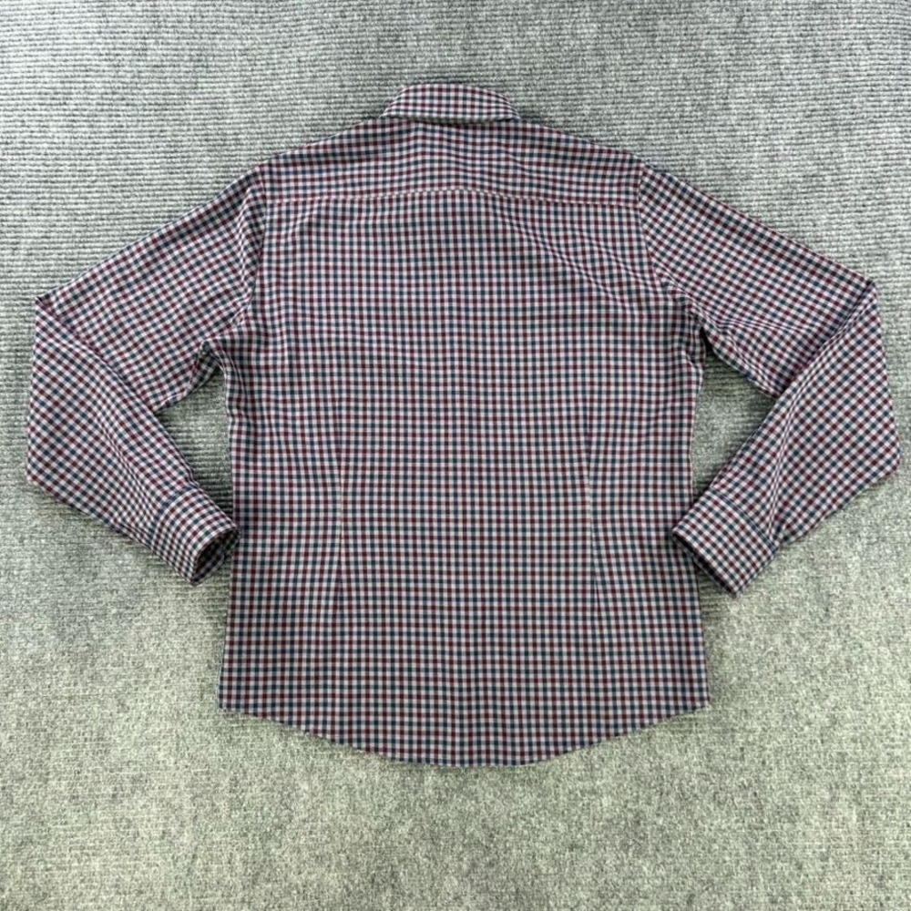 Mizzen + Main Leeward Trim Fit Performance Shirt Mens Large Garnet Gingham Dress - Picture 3 of 10